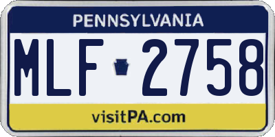 PA license plate MLF2758