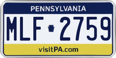 PA license plate MLF2759