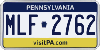 PA license plate MLF2762