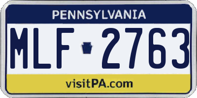 PA license plate MLF2763