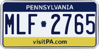 PA license plate MLF2765