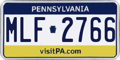 PA license plate MLF2766