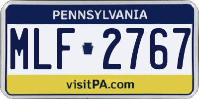 PA license plate MLF2767
