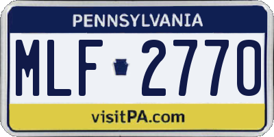 PA license plate MLF2770