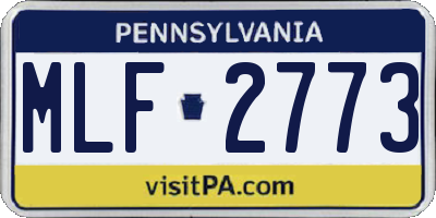 PA license plate MLF2773