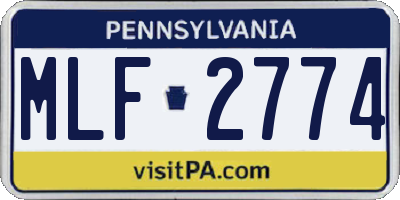 PA license plate MLF2774