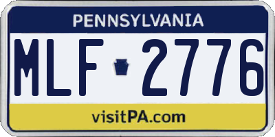 PA license plate MLF2776