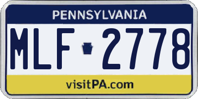 PA license plate MLF2778