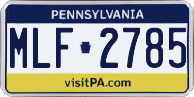 PA license plate MLF2785