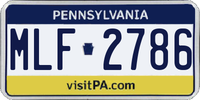 PA license plate MLF2786