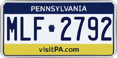 PA license plate MLF2792