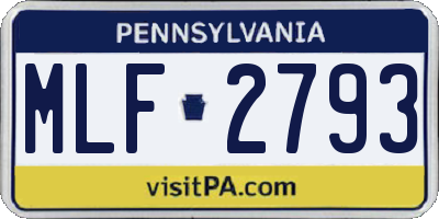 PA license plate MLF2793