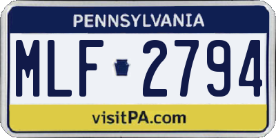 PA license plate MLF2794