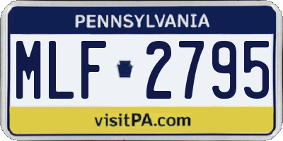 PA license plate MLF2795
