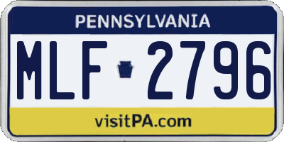 PA license plate MLF2796