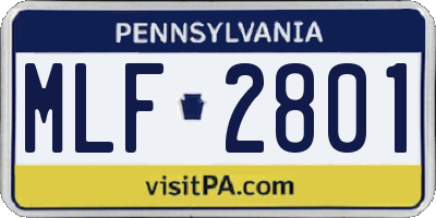 PA license plate MLF2801