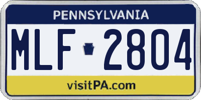 PA license plate MLF2804