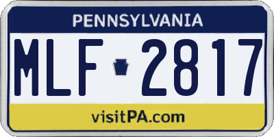 PA license plate MLF2817