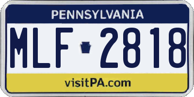 PA license plate MLF2818