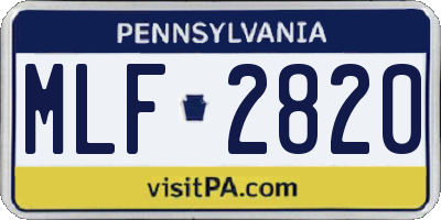 PA license plate MLF2820