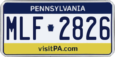 PA license plate MLF2826