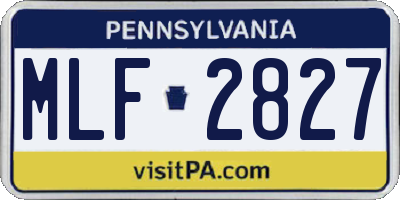 PA license plate MLF2827