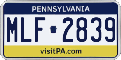 PA license plate MLF2839
