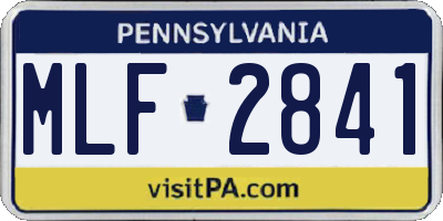 PA license plate MLF2841