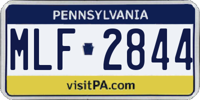 PA license plate MLF2844