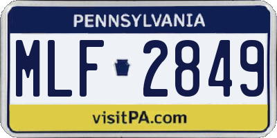 PA license plate MLF2849