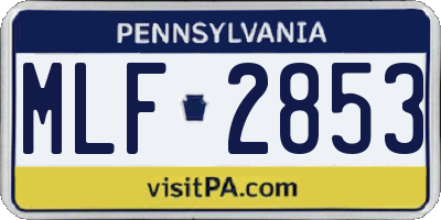 PA license plate MLF2853