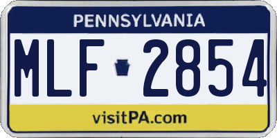 PA license plate MLF2854
