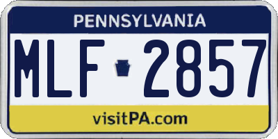 PA license plate MLF2857