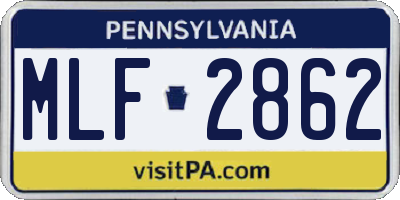 PA license plate MLF2862