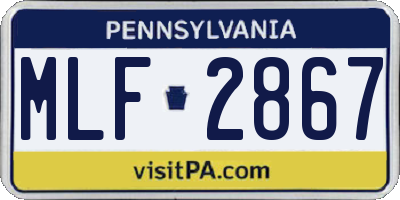 PA license plate MLF2867
