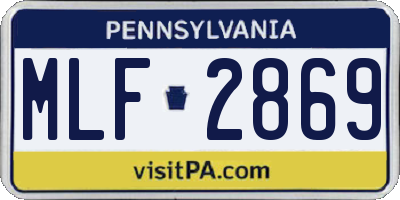PA license plate MLF2869