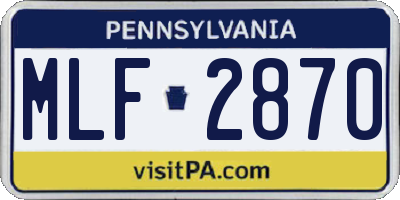 PA license plate MLF2870