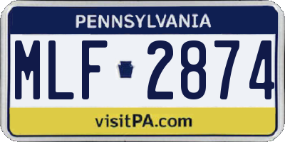 PA license plate MLF2874