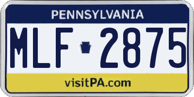 PA license plate MLF2875