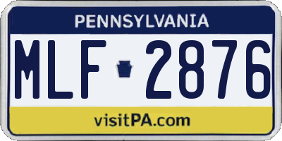 PA license plate MLF2876
