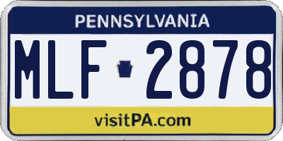 PA license plate MLF2878