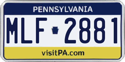 PA license plate MLF2881