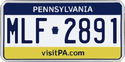 PA license plate MLF2891