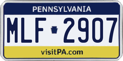 PA license plate MLF2907