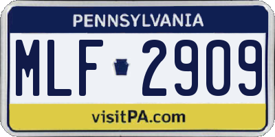 PA license plate MLF2909