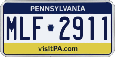PA license plate MLF2911