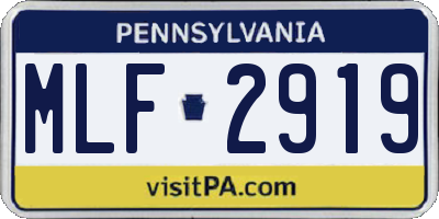 PA license plate MLF2919