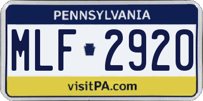 PA license plate MLF2920