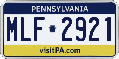 PA license plate MLF2921