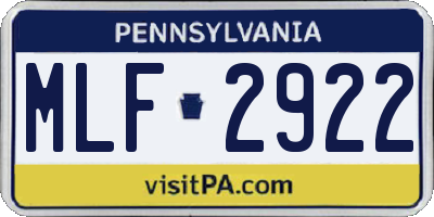 PA license plate MLF2922